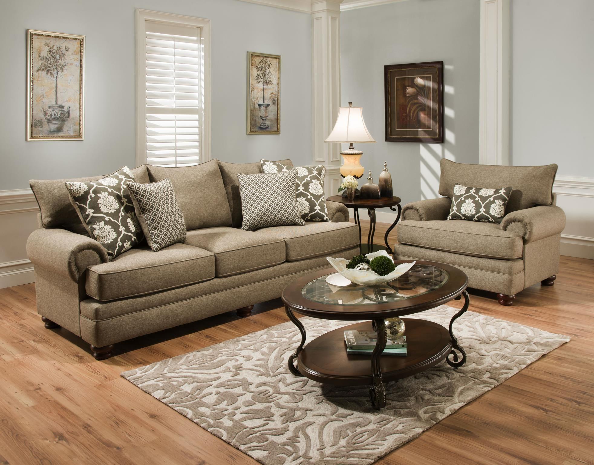Albany 8645 Traditional Stationary Sofa with Oversize Rolled Arms